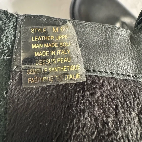 Fabianelli Italian Made Leather Black Fringe Ankle Booties with Buckle Accents - Picture 9 of 13